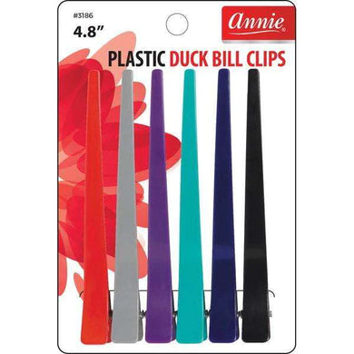 Annie Plastic Duck Bill Clips 4.8In 6Ct Assst Color