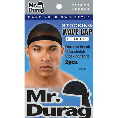 Annie Mr. Durag Breathable Stocking Wave Cap Black 2 PCS #4330