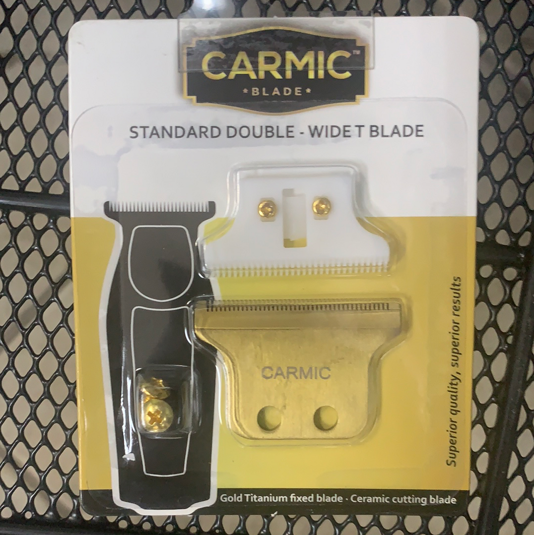 Carmic Standard Double Wide T Blade Gold Titanium Fixed Blade w/ Ceramic Cutting Blade