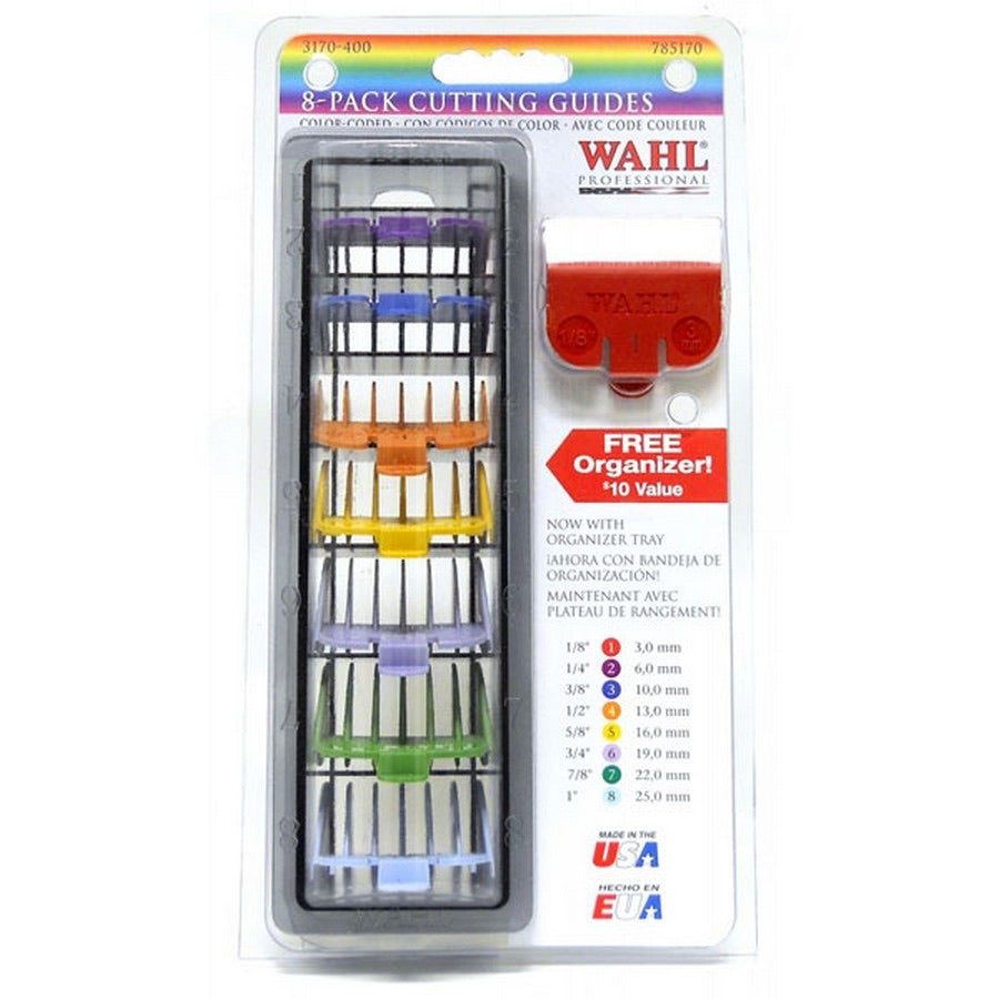 Wahl 8-Pack Cutting Guides with Organizer - Color Coded