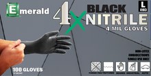 Emerald 4X Black Nitrile Gloves – 4 Mil
