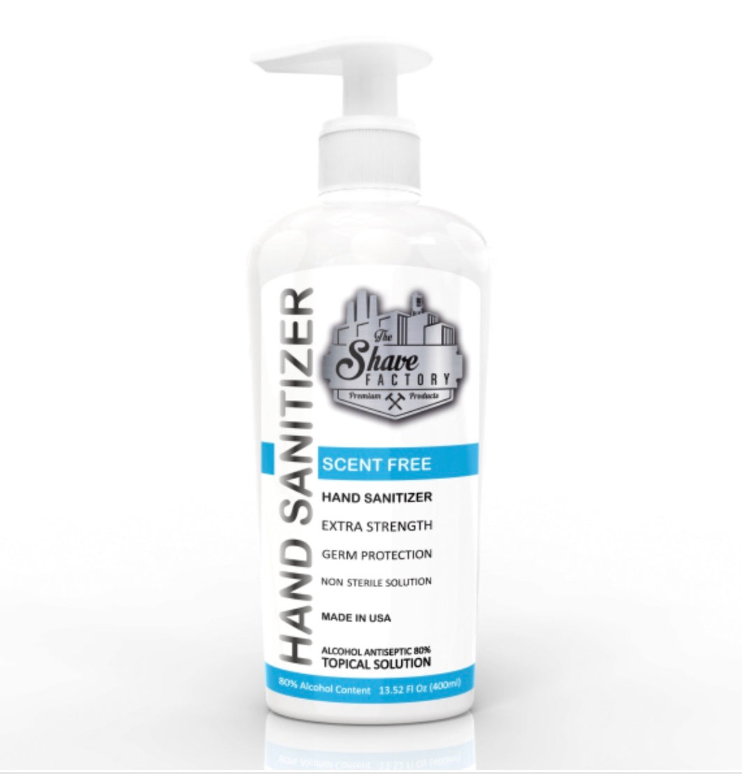 The Shave Factory Hand Sanitizer 80% Alcohol 13.52 fl oz. LIMIT 1 PER ORDER