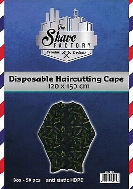 The Shave Factory barber cape lv black white