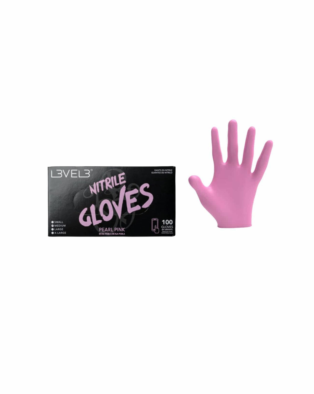 L3vel3 Nitrile Gloves Pearl Pink 100ct