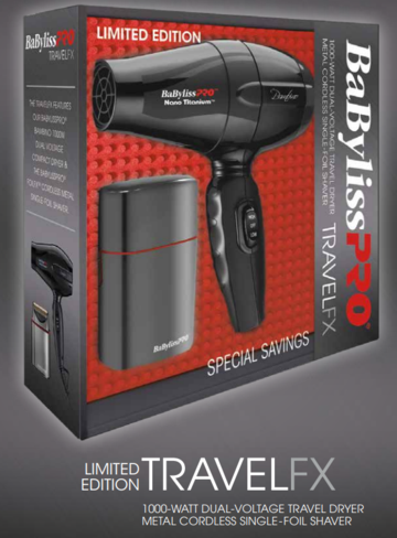Babyliss Pro TravelFx Bambino Dryer & Cordless Single Foil Shaver